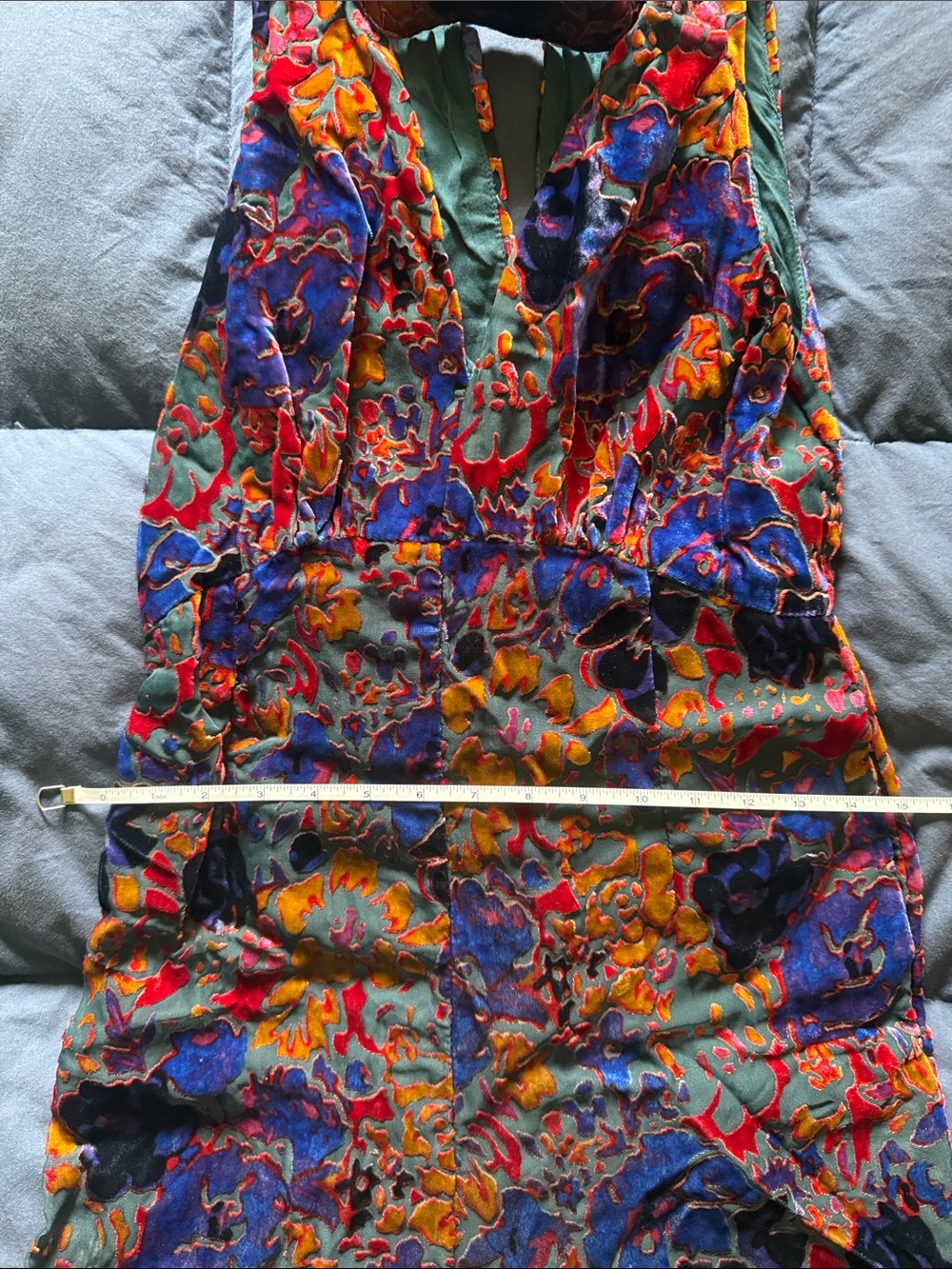 Maeve Multicolor Floral Velvet Jumpsuit with Blue, Purple, Gold Accents - Picture 3 of 4